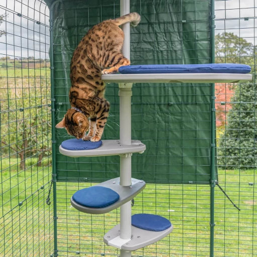 Freestyle Outdoor Cat Tree - Plastic Step with Blue Cushion (includes bracket)