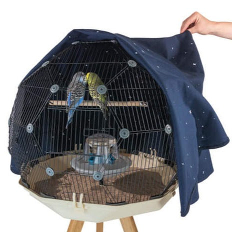 Geo Bird Cage Night Cover - Midnight Blue