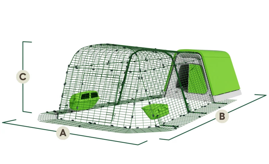 Overall dimensions of chicken coop and run