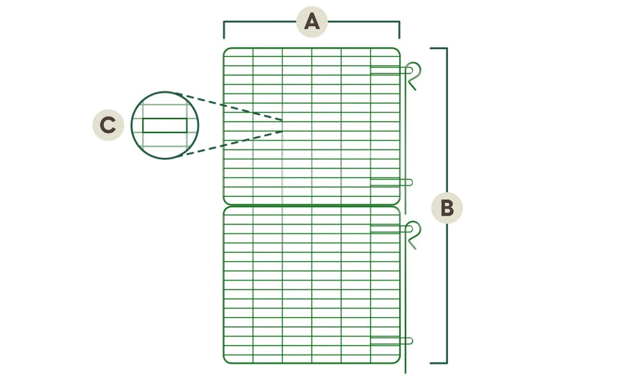 Dimensions of mesh and dual door